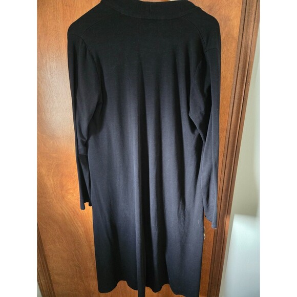 Eileen Fisher Medium Black Tencel Blend Long Belted Duster Cardigan Sweater - Picture 3 of 10